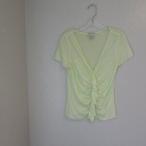 BANANA REPUBLIC Light Green Pullover Ruched S Short Sleeve Blouse